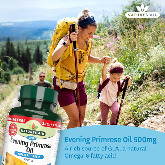 Natures Aid Evening Primrose Oil 1000Mg β Cold Pressed Omega-6 Gla β Supports Hormonal Balance, Skin Health & Anti-Inflammatory Function β Non-Gmo, Gluten-Free β 180 Softgels