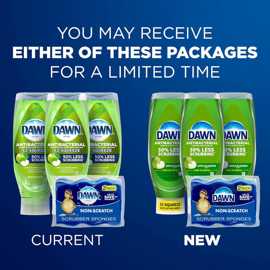 Dawn Ultra Anti-Bacterial Ez-Squeeze Hand Soap, Apple Blossom, 3X22 Fl Oz (Packaging May Vary)