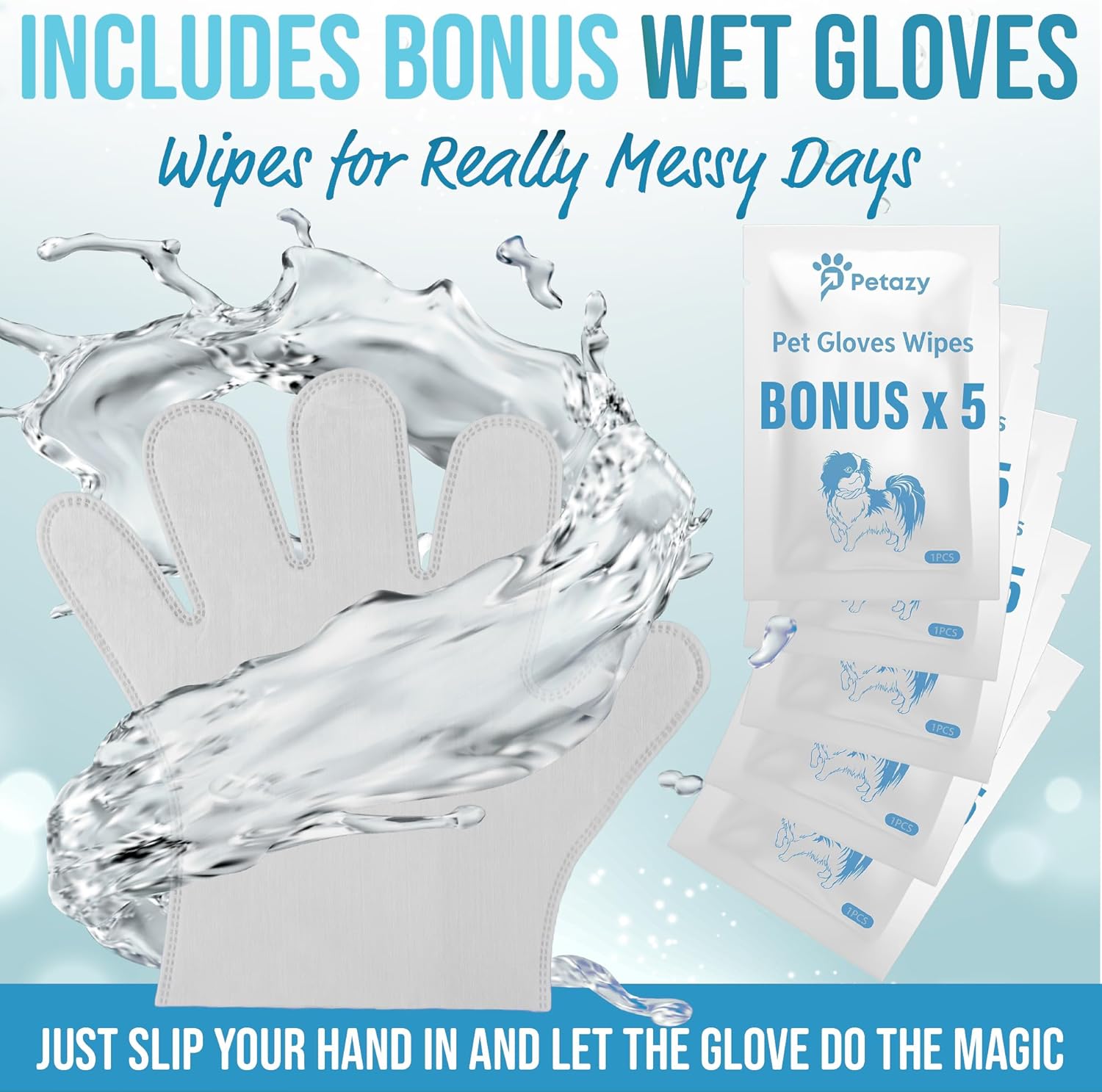 Petazy 400 Dog Wipes for Paws and Butt Ears Eyes | Organic Pet Wipes for Dogs | Unscented Dog Wipes Cleaning Deodorizing | Extra Thick Paw Wipes for Dogs Cats Pets | Bonus Glove Wipes Included