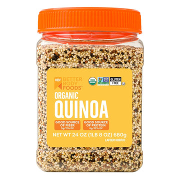 Betterbody Foods Organic Quinoa, Vegan, Gluten Free, Low Glycemic Rice Replacement, 3 Lb