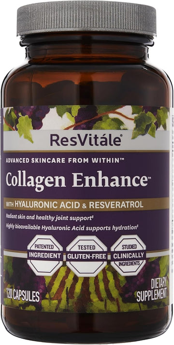 Resvitále Collagen Enhance - Beauty Supplement With Hyaluronic Acid & Resveratrol - 120 Capsules