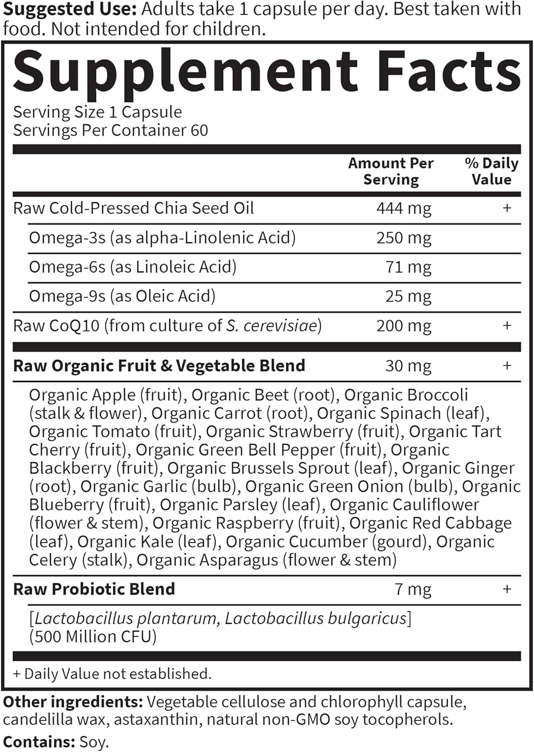 Garden Of Life Coq10 200Mg, Vegetarian Omega 3 6 9 Supplement Raw Co Q 10 Chia Seed Oil, Whole Food Nutrition With Antioxidant Support, Coenzyme Q10 Supplement For Heart Health, 60 Capsules : Health & Household