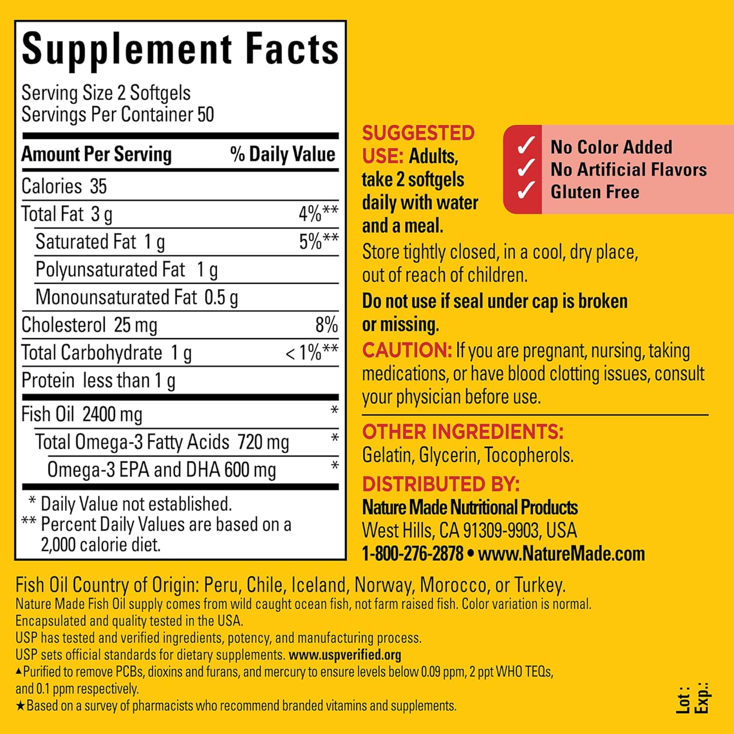 Nature Made Fish Oil Omega 3 Supplements, 1200 Mg Softgels, Omega 3 Fish Oil For Healthy Heart Support, 230 Softgels, 115 Day Supply : Health & Household