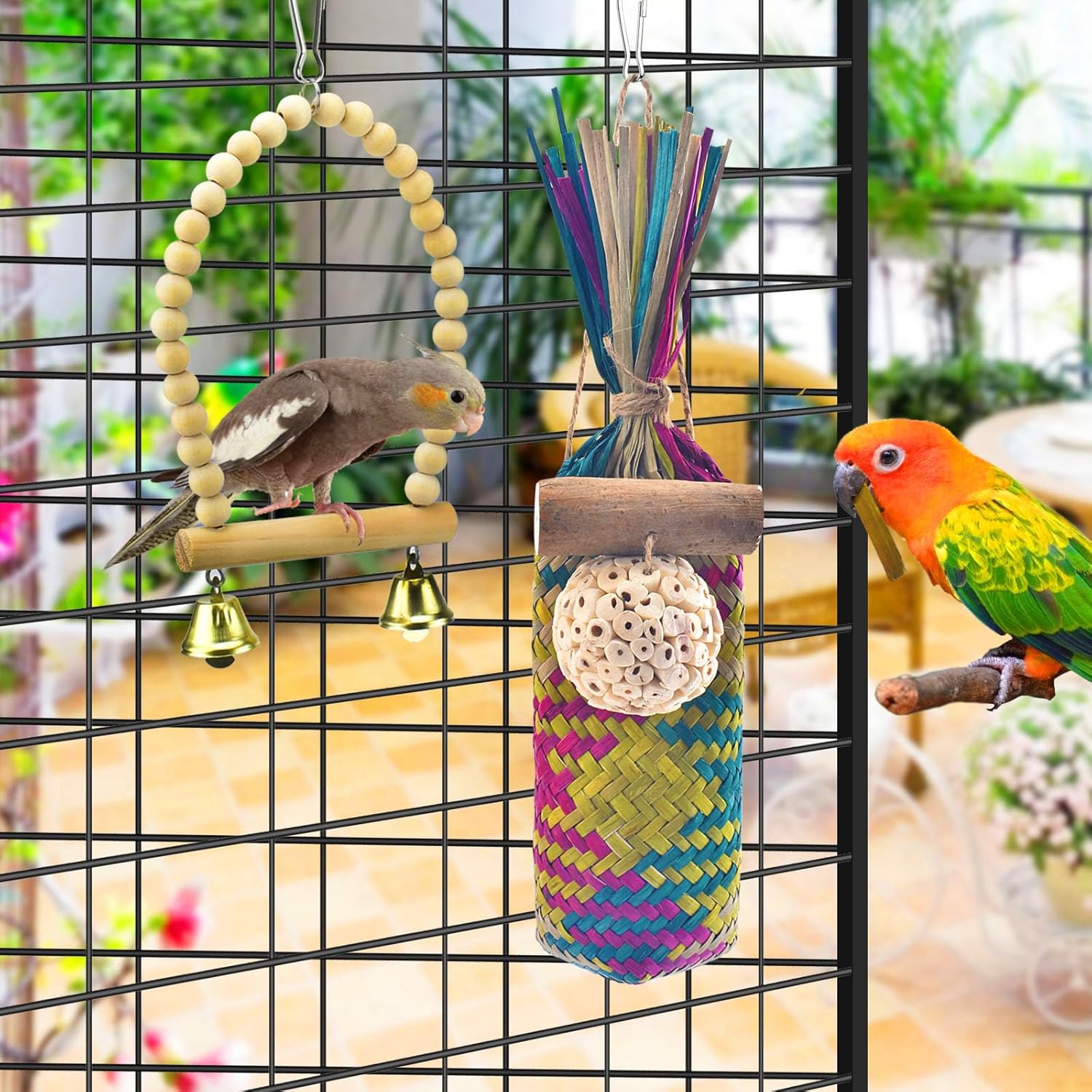 KATUMO Bird Toys Parrot Chew Toys Bird Cage Accessories for Small to Large Parrots Parakeets Conures Cockatiels Lovebirds African Greys Cockatoos Amazon Parrots : Pet Supplies