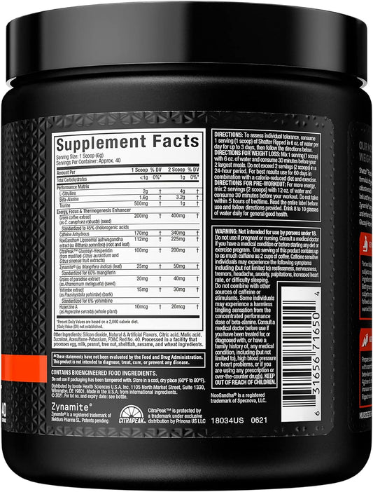 Pre Workout + Weight Loss Muscletech Shatter Ripped Pre-Workout Pre Wo