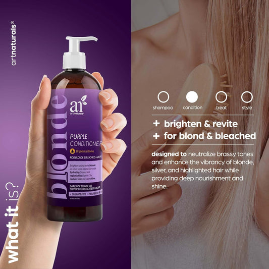 Artnaturals Purple Conditioner – (16 Fl Oz / 473Ml) – Protects, Balances And Tones – Bleached, Color Treated, Silver, Brassy And Blonde Hair - Sulfate Free