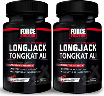 Force Factor Longjack Tongkat Ali 500Mg For Men, Longjack Extract To Support Male Vitality And Improve Drive, Longjack Capsules With Bioperine Black Pepper Extract, 60 Capsules (2-Pack)