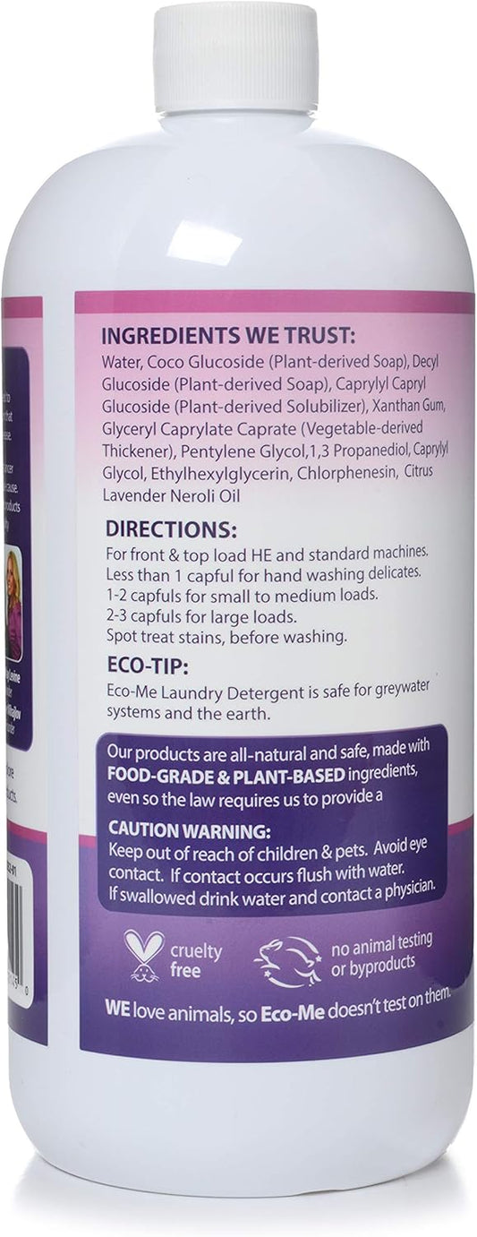 Eco Me Natural Non-Toxic Concentrated Liquid Laundry Detergent, Healthy Lavender Blossom Scent, 32 Ounce