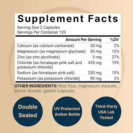 Advanced Electrolyte Pills, 240 Capsules | Salt Pills With Electrolytes For Fasting Hydrating | Made With Himalayan Pink Salt, Sodium, Potassium, Magnesium & More – Keto, Unflavored, No Sugar, Non-Gmo