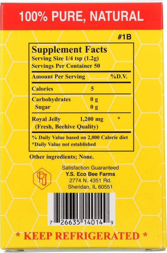100% Pure Fresh Royal Jelly 60,000 Mg Ys Eco Bee Farms 2.0 Oz Liquid