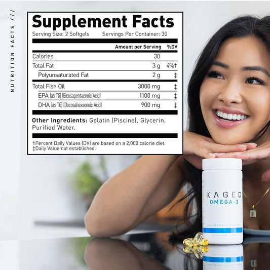 Kaged Omega 3 Fish Oil Supplement | 3000mg Omega 3 Fatty Acid with EPA