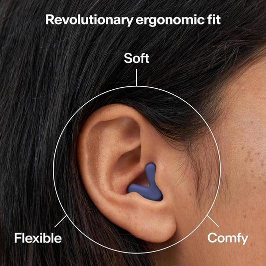 Alpine Silence Ear Plugs For Sleep, Focus & Travel - Comfortable, Travel Essential, Noise Cancelling Ear Plugs, V-Shape Snug Fit & Soft Oval Tips, 4 Sizes Xs/S/M/L, Reusable Ear Plugs - Midnight Blue