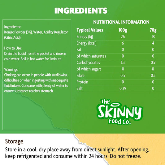 Skinny Food Co Angel Hair Pasta - 4 Calorie Konjac Pasta, Gluten-Free, Sugar-Free, Fat-Free - Perfect Low-Calorie Alternative For Healthy Eating, 210G Pack