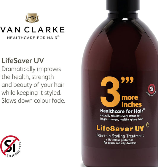 3'''More Inches Lifesaver Uv Leave In Styling Treatment 500Ml - 3 In 1 - Hair Moisturiser, Uv Hair Protection & Styling Treatment - For Thicker, Smoother, Softer And Stronger Hair