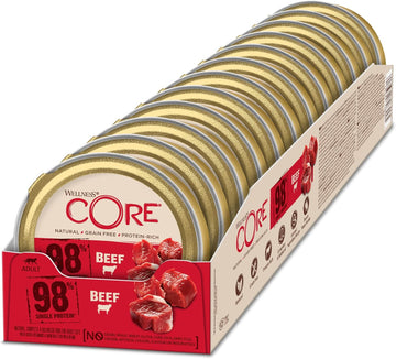 Wellness Core 98% Beef, Wet Cat Food, Pate, Grain Free, Protein-Rich, 12 X 85G10880