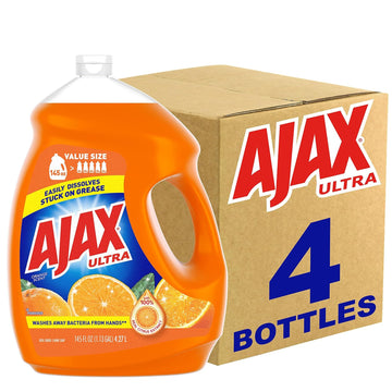 Ajax Ultra Triple Action Liquid Dish Soap, Orange Scent - 145 Fluid Ounce (Pack Of 4)