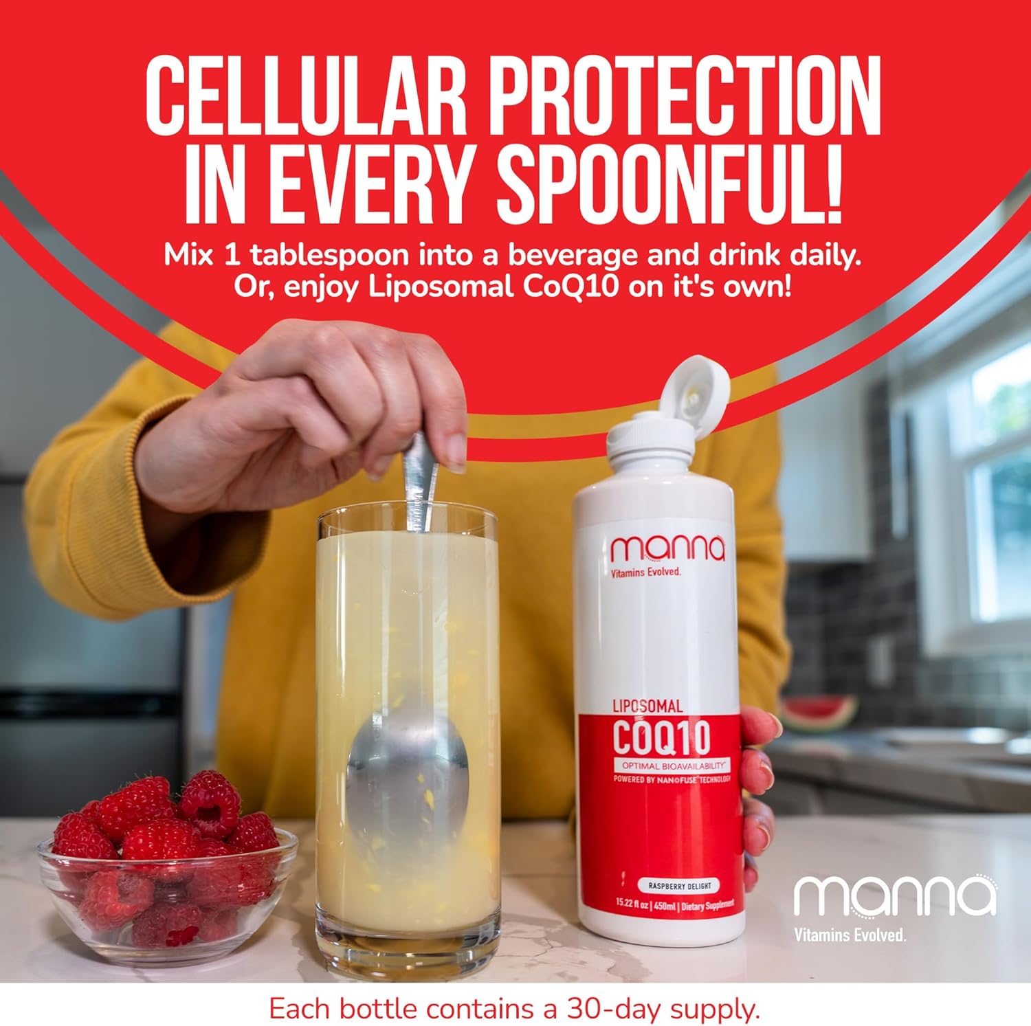 Manna Liposomal Coq10 – Ultra Absorption Ubiquinone For Heart, Energy, Brain & Immune Support – Antioxidant & Cellular Protection For Healthy Aging – Vegan, Non-Gmo, 10X Better Absorption : Health & Household