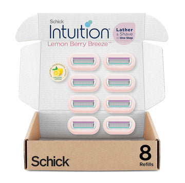Schick Intuition Refill, Lemon Berry Breeze Razors For Women | Intuition Razor Blades Refill With Organic Lemon, 8 Count Razor Refills