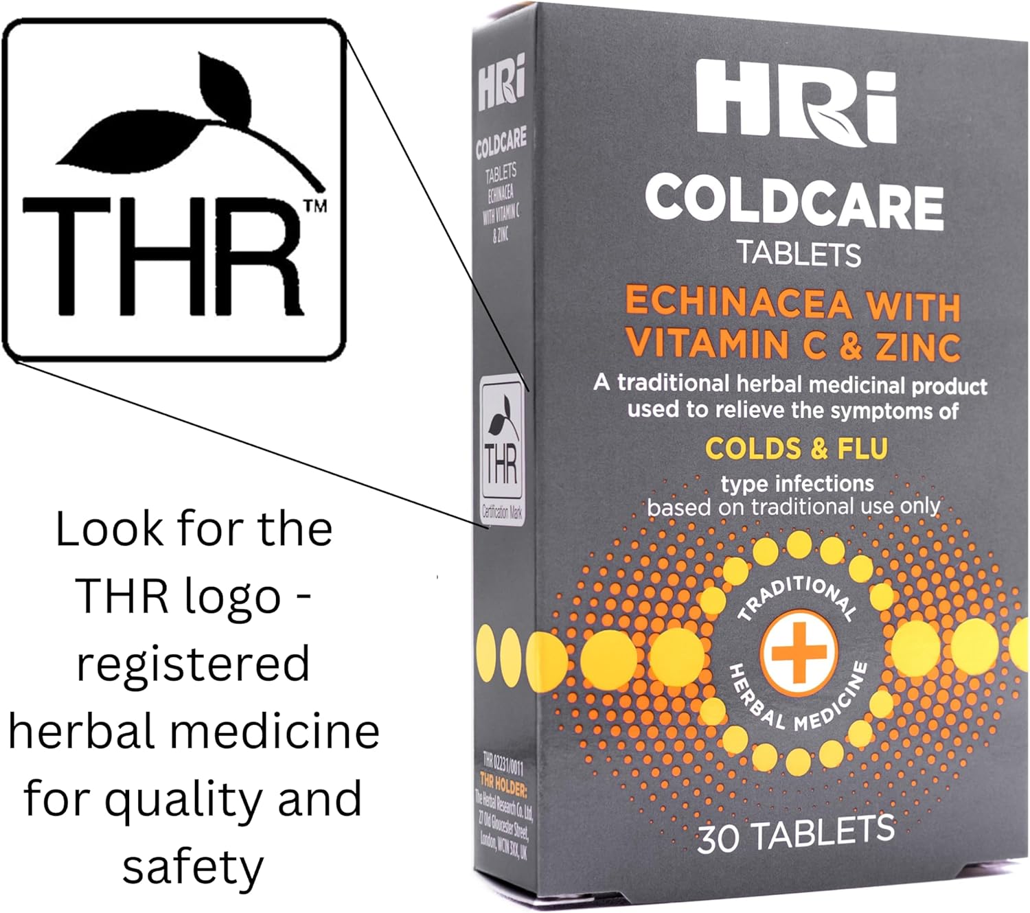 HRI ColdCare Immunity 30 Tablets - Echinacea, Plus Vitamin C and Zinc to Relieve The Symptoms of Colds and Flu Type Infections. 1 Pack : Amazon.co.uk: Health & Personal Care