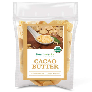 Healthworks Cacao Butter (16 Ounces / 1 Pound) Organic | Unrefined Non-Deodorized Cocoa | Certified Organic From Peru | Sugar-Free, Keto, Vegan & Non-Gmo | Antioxidant Superfood