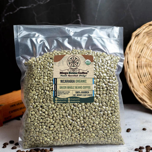 Unroasted Green Coffee Beans, Mega Beans Coffee, Specialty Grade Green Coffee Beans. (3 Lb, Nicaragua Organic 3 Lb)