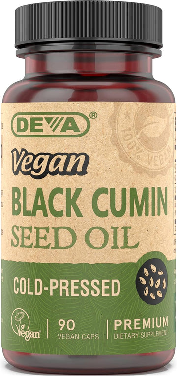 Deva Vegan Nutrition Black Cumin Seed Oil, Cold-Pressed, Unrefined, 90 Capsules (Pack Of 3)