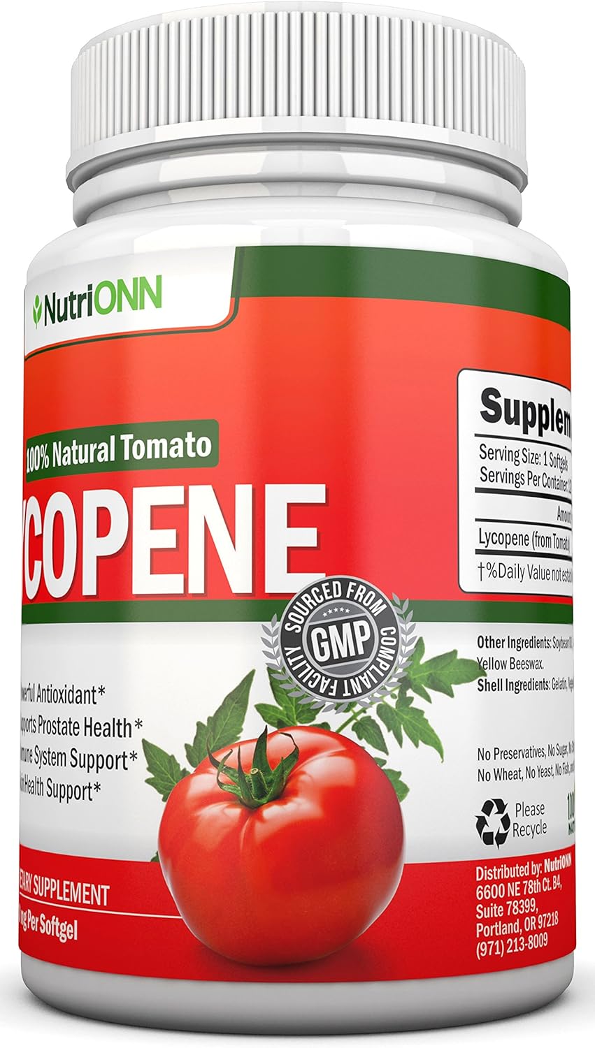 Nutrionn Lycopene - 10Mg - 120 Softgels - 3 Month Supply - Premium Quality Antioxidant - 100% Natural Tomato - Great For Prostate Health, Immune System Support, Heart Health And Eyesight Support : Health & Household