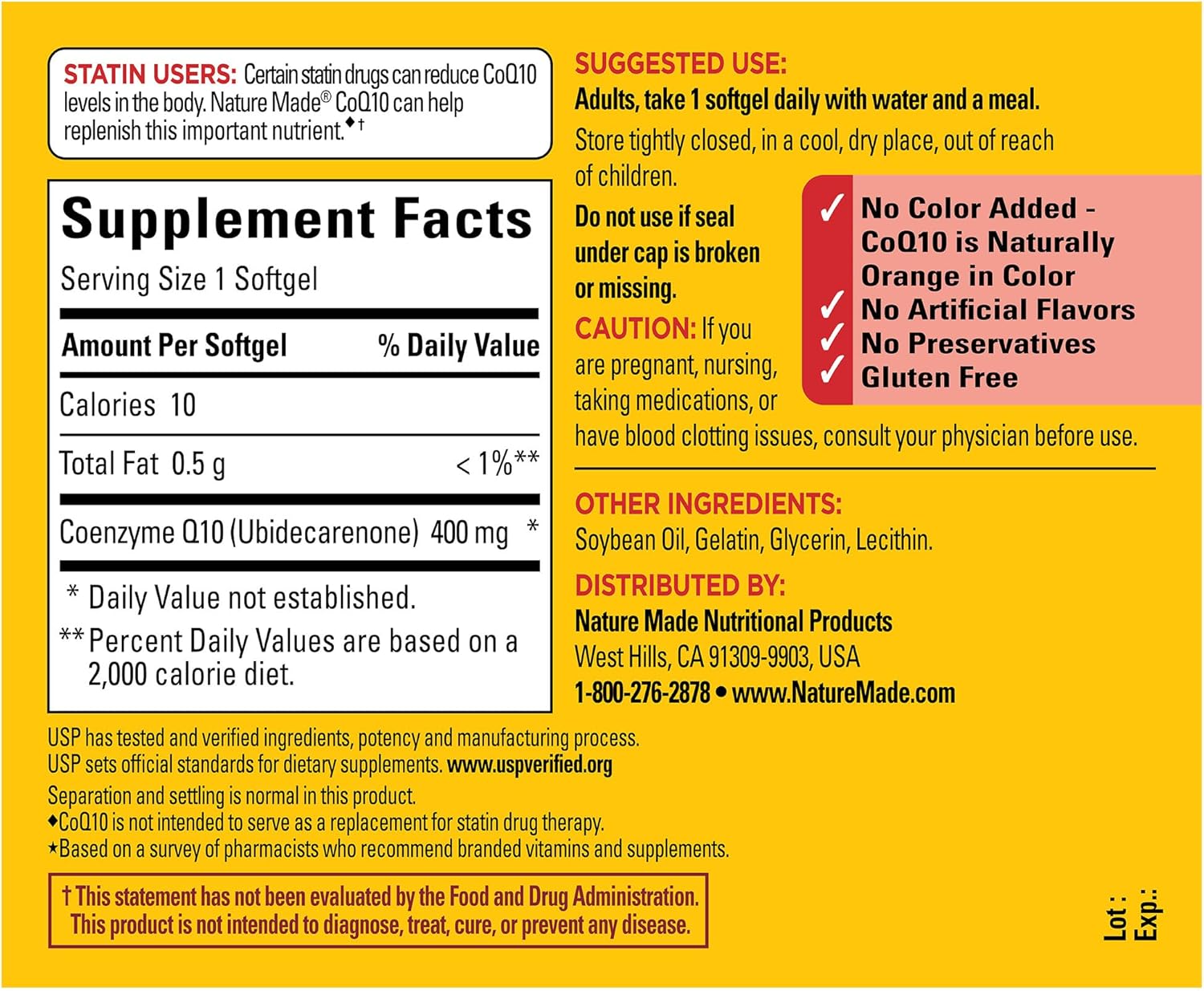 Nature Made Coq10 400Mg, Dietary Supplement For Heart Health Support, 40 Softgels, 40 Day Supply