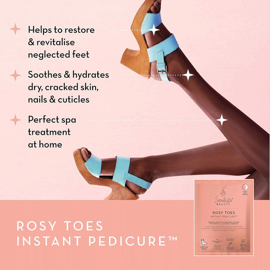 Seoulista Beauty Rosy Toes Instant Pedicure – At Home Foot Mask Treatment — Soothe And Hydrate Dry, Cracked Skin — Revitalise Neglected Feet— With Rose Oil, Aloe Vera And Beeswax — Award Winning