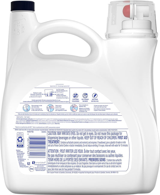 Tide Free & Gentle Laundry Detergent Liquid, He Compatible, 100 Loads, 132 Fl Oz Hypoallergenic Laundry Detergent For Sensitive Skin