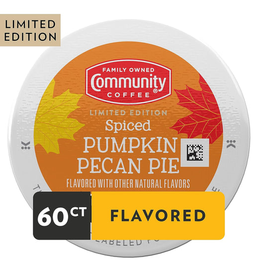 Community Coffee Spiced Pumpkin Pecan Pie Flavored 60 Count Coffee Pods, Medium Roast Compatible With Keurig 2.0 K-Cup Brewers, 10 Count (Pack Of 6)