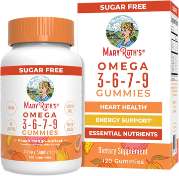 Maryruth Organics Vegan Omega 3 6 7 9 Gummies | Up To 4 Month Supply | Omega 3 Supplement With Flaxseed Oil | Omega 3 Gummies | No Fish Taste | Non-Gmo | 120 Count