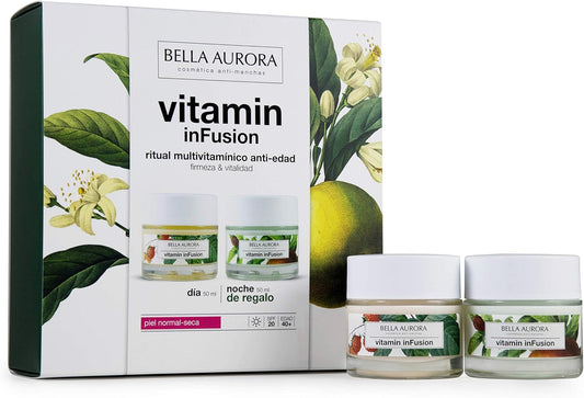 BELLA AURORA Pack Vitamin Infusion Day for Dry Skin 50 ml + Vitamin Infusion Night 50 ml | Gift Box | Anti-Aging, Green : Amazon.co.uk: Beauty