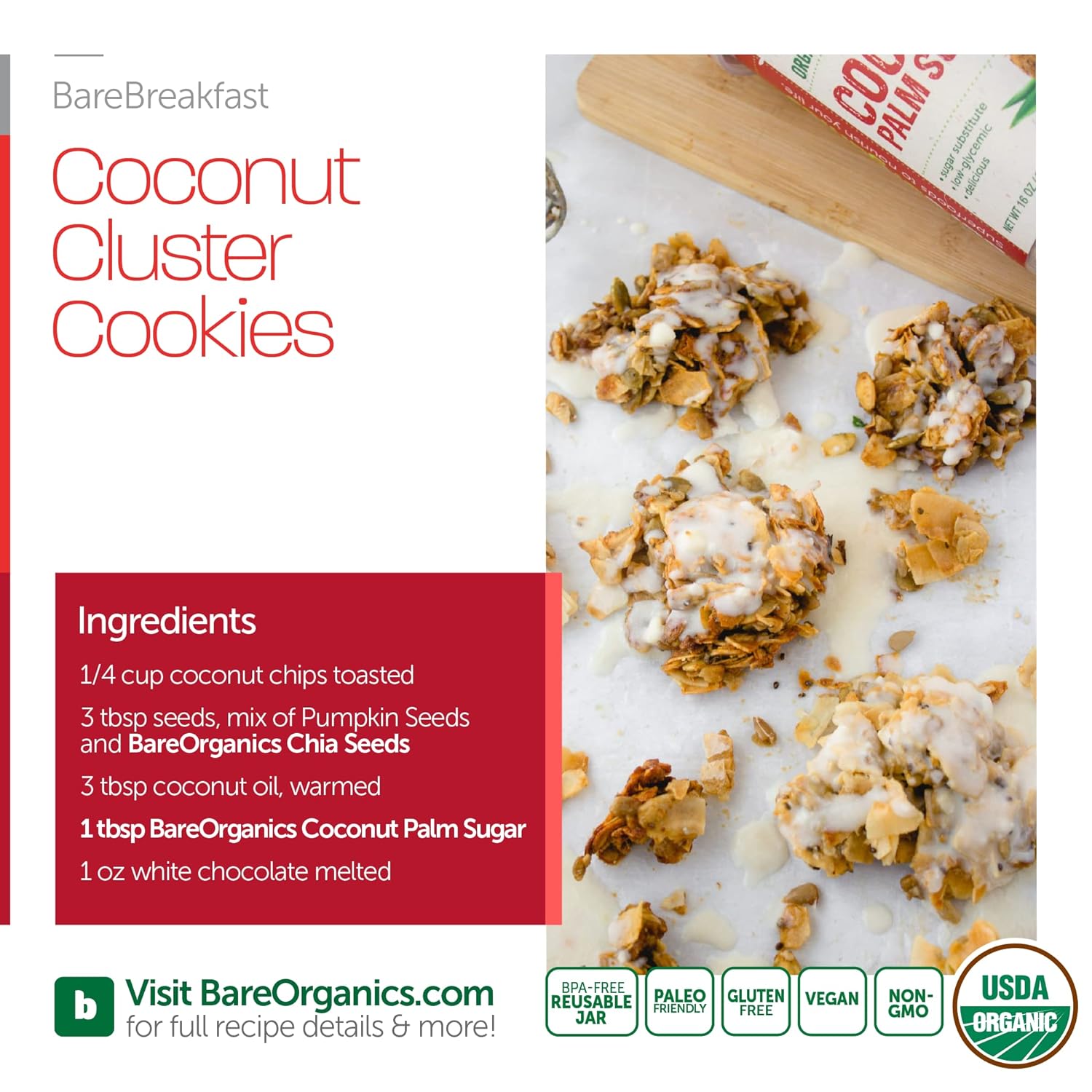 Bareorganics Coconut Palm Sugar, 16 Ounce : Health & Household