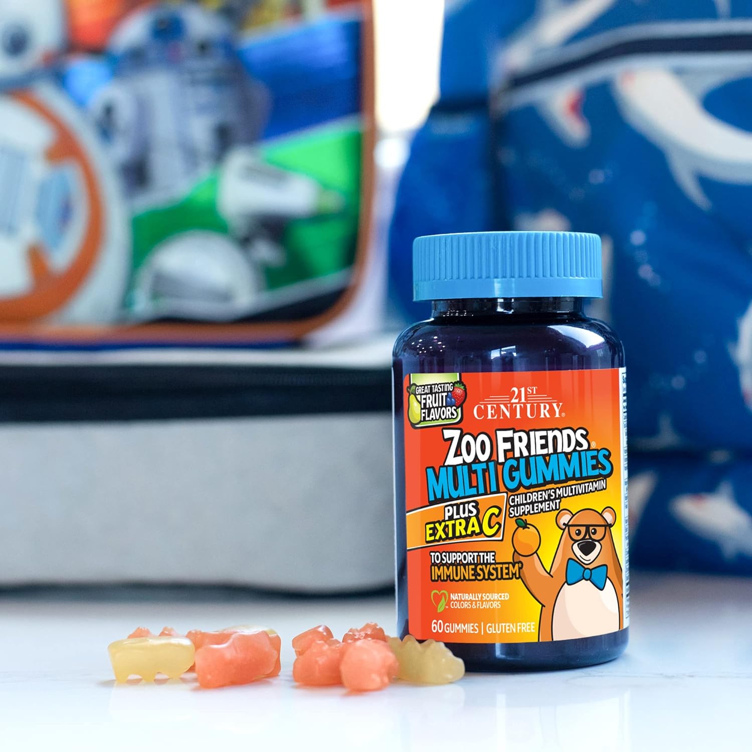 21st Century Zoo Friends Multi Gummies Plus Extra C, Fruit Flavors , 60 Count : Health & Household