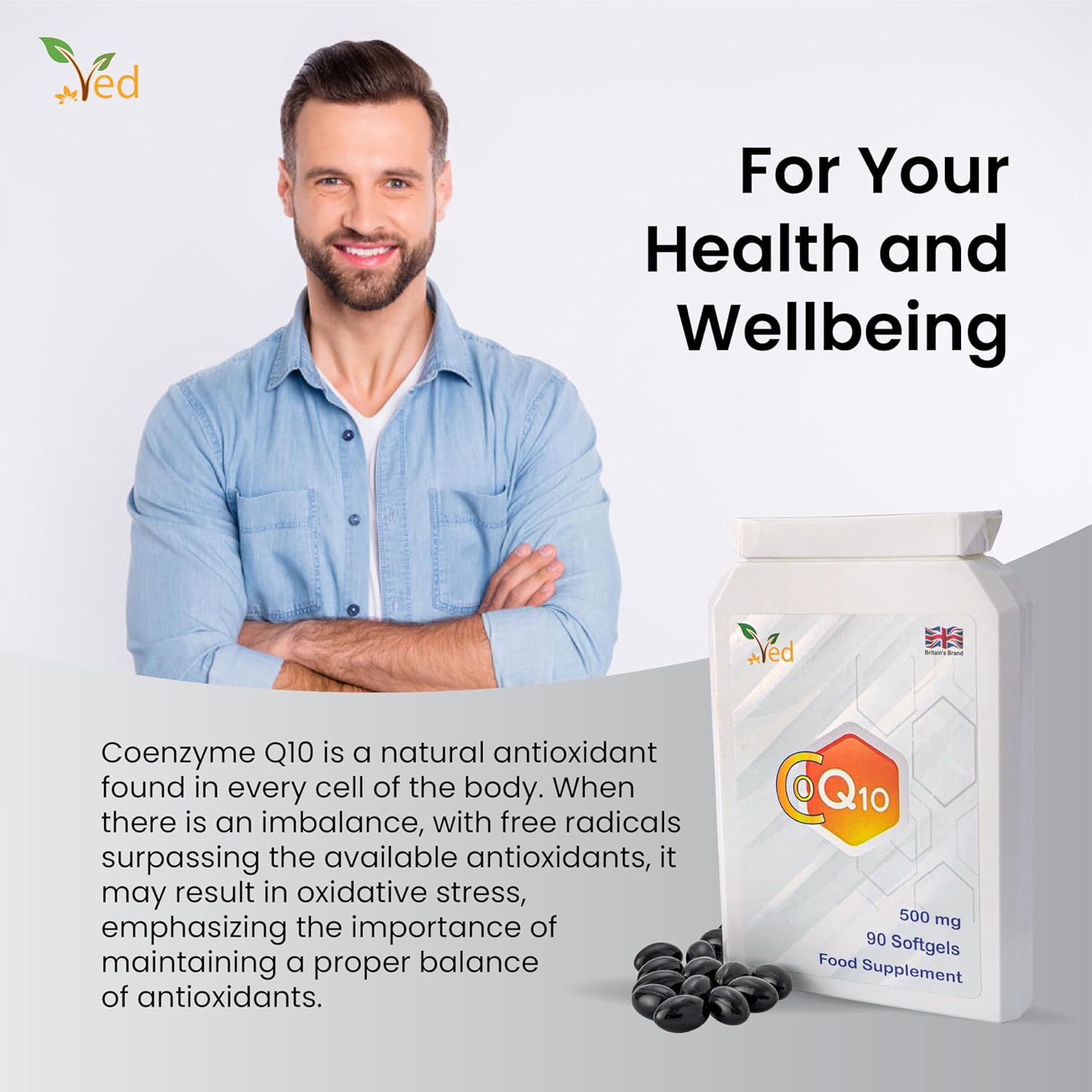 VED Co Enzyme Q10 | Support Healthy Heart and Muscles | Promote Cellular Energy | Naturally Fermented Ubiquinone| 500mg : Amazon.co.uk: Health & Personal Care