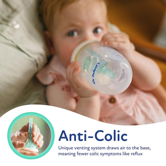 Dr. Talbot'S Anti-Colic Bottles - 6 Oz - Baby Bottles For Newborn Babies 0+ Months - Self Sterilizing Newborn Bottles With Slow Flow Soft Flex Nipple And Advanced Venting System