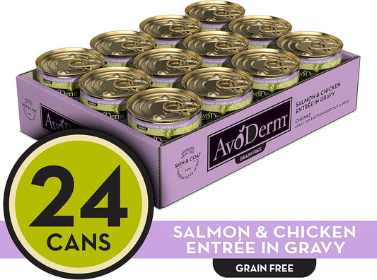 Avoderm Natural Grain Free Salmon & Chicken Entrée In Gravy Wet Cat Food 3 Oz (Pack Of 24)