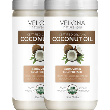Velona USDA Certified Organic Coconut Oil Extra Virgin - 64 oz | Food and Cosmetic Grade | in jar | Extra Virgin, Cold Pressed
