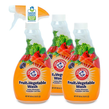 Arm & Hammer Fruit & Vegetable Wash, Produce Wash, Produce Cleaner, Pack Of 3, 16 Oz. Bottles, 1 Trigger (Packaging May Vary)