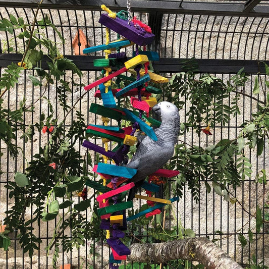Northern Parrots Rainbow Tower Colourful Wood And Rope Cockatoo Parrot Toy
