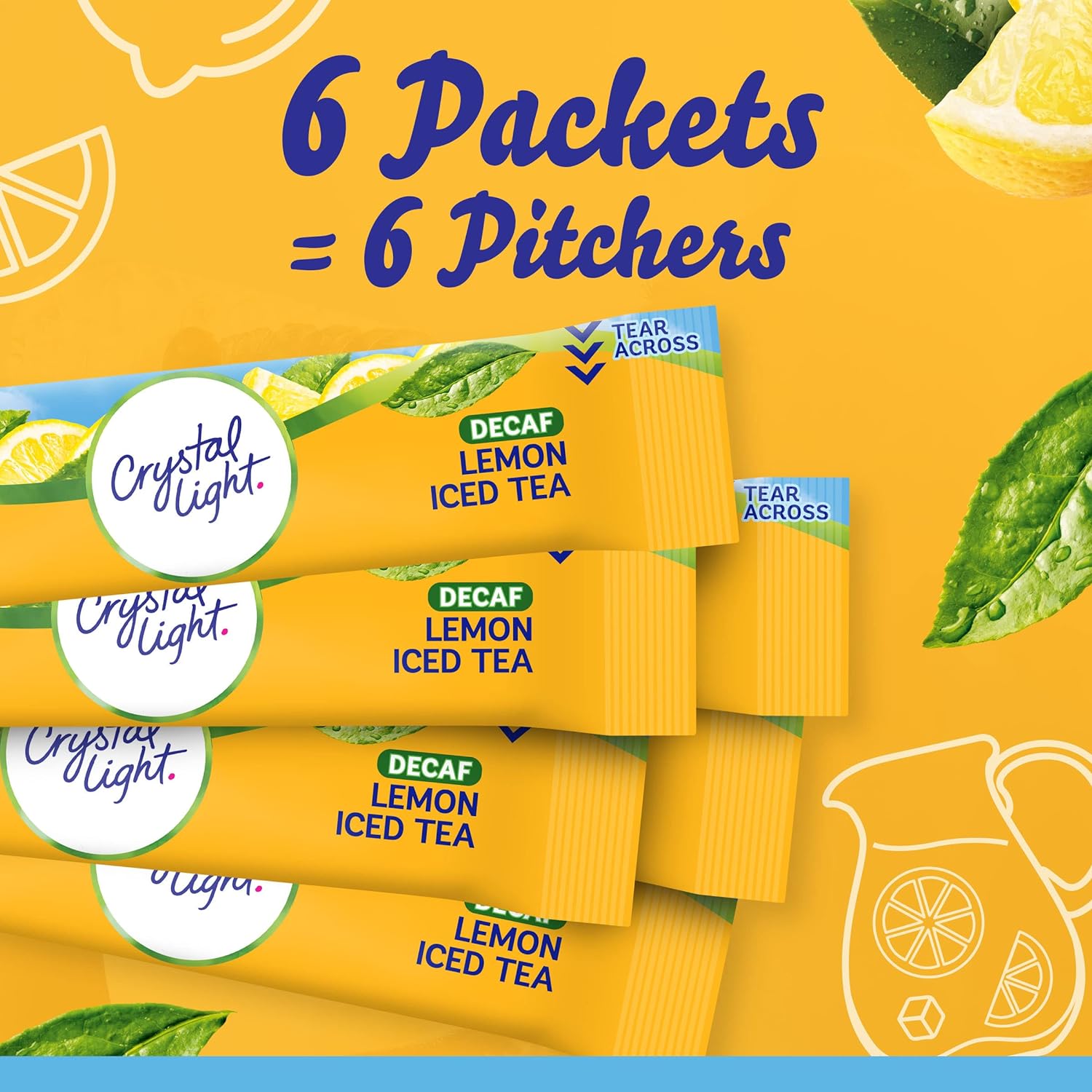 Crystal Light Sugar-Free Decaffeinated Lemon Iced Tea Naturally Flavored Powdered Drink Mix 72 Count Pitcher Packets