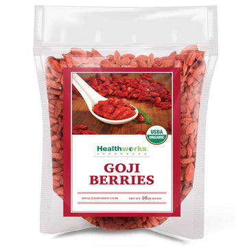 Healthworks Raw Goji Berries (16 Ounces / 1 Pound) | Certified Organic & Sun-Dried | Keto, Vegan & Non-Gmo | Baking, Teas & Smoothies | Antioxidant Superfood