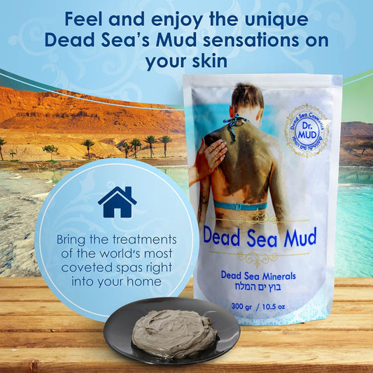 Dr. Mud'S Dead Sea Mud Body Mask From Israel, 10.5 Oz โ Black Clay Body Treatment With Natural Dead Sea Minerals Deep Cleansing Skin & Beauty Mask โ Skin Care Detox Product For Men & Women