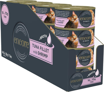 Encore 100% Natural Wet Cat Food, Tuna With Shrimp In 70 G Tins (Pack Of 16)Enc4003