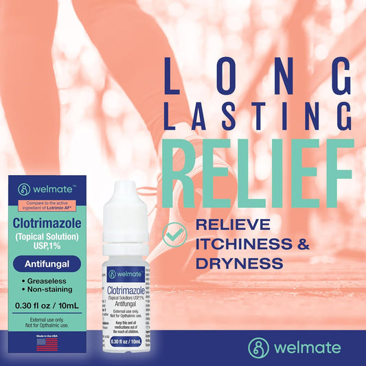 Welmate Clotrimazole 1% Antifungal Topical Solution, 0.33 Fluid Ounce