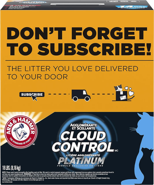 Arm & Hammer Cloud Control Platinum Multi-Cat Clumping Cat Litter With Hypoallergenic Light Scent, 14 Days Of Odor Control, 18 Lbs, Online Exclusive Formula
