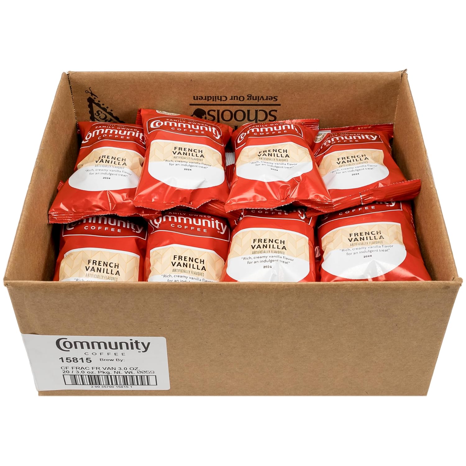 Community Coffee French Vanilla Flavored, Medium Roast Pre-Measured Coffee Packs, 3.0 Ounce Bag (Box Of 20)