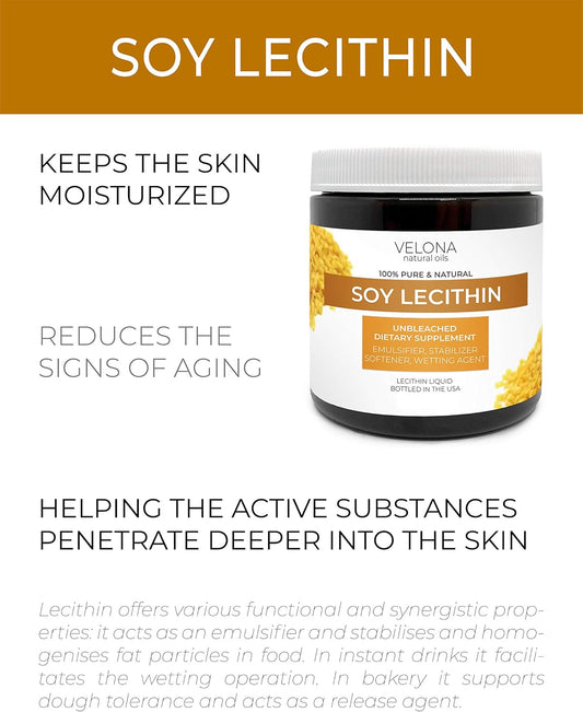 Velona Pure Liquid Soy Lecithin 64 Oz | Food Grade | Unbleached| Emulsifier, Stabilizer, Softener, Smoother, Wetting Agent | Use Today - Enjoy Results