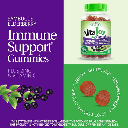 21St Century Vitajoy Sambucus Elderberry Gummies, Berry, 60 Count